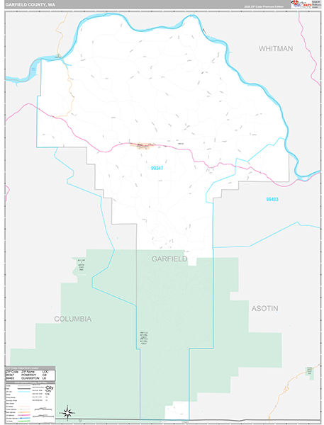 Garfield County, WA Wall Map Premium Style