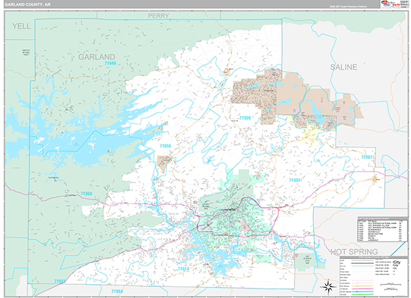 Garland County, AR Zip Code Map