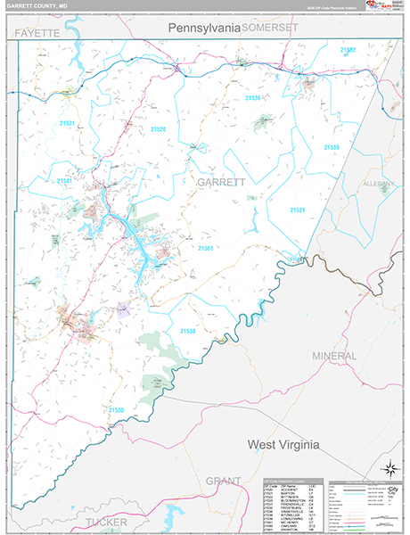 Garrett County, MD Zip Code Map