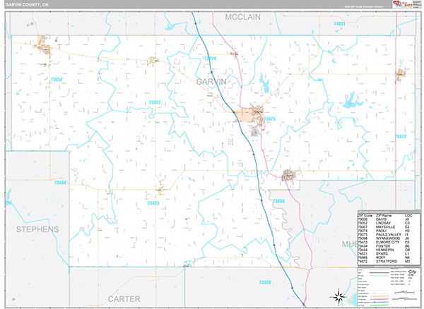 Garvin County, OK Wall Map