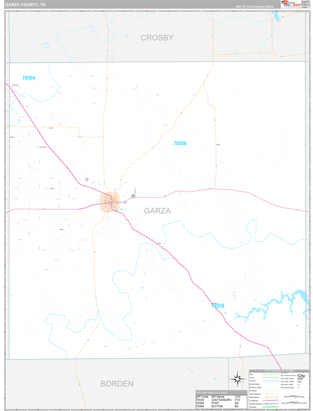 Garza County, TX Wall Map