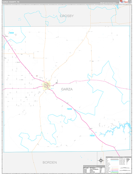 Garza County, TX Zip Code Map