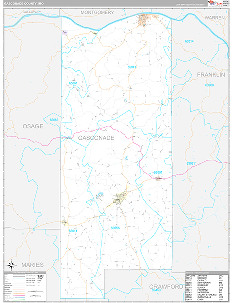 Gasconade County, MO Zip Code Map