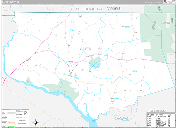 Gates County, NC Wall Map