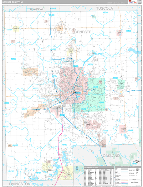 Genesee County, MI Zip Code Map