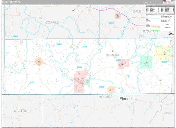 Geneva County, AL Zip Code Map