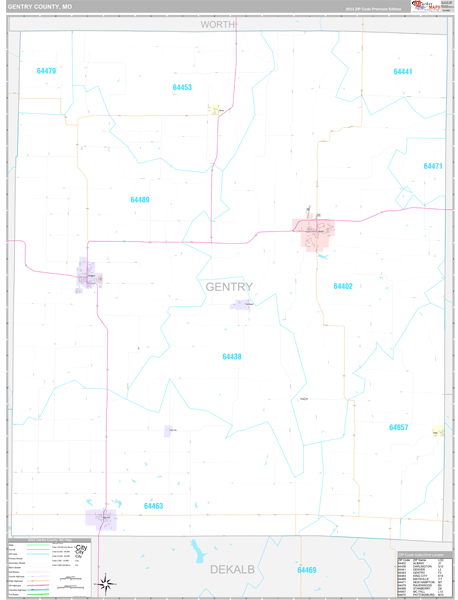 Gentry County, MO Zip Code Map