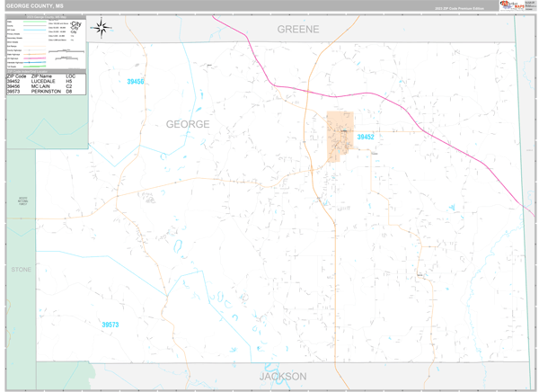 George County, MS Wall Map Premium Style