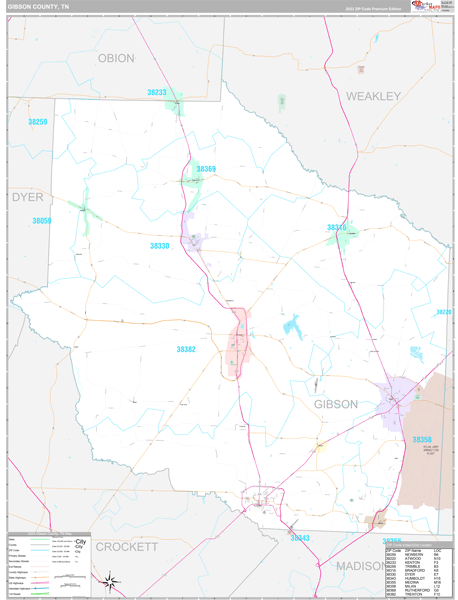 Gibson County, TN Wall Map