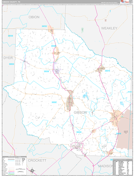 Gibson County, TN Zip Code Map