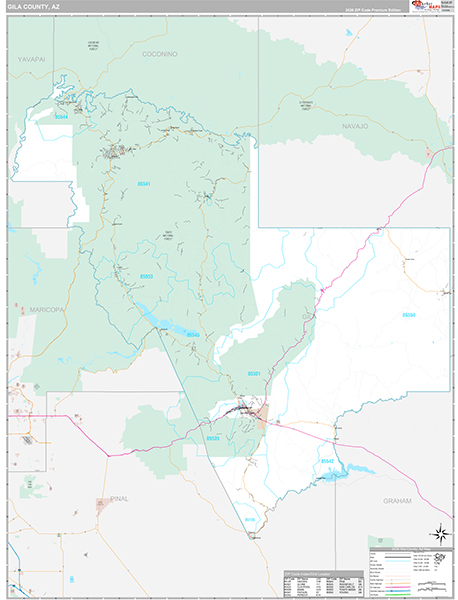 Gila County, AZ Zip Code Map