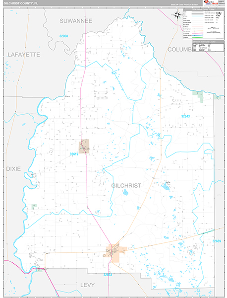 Gilchrist County, FL Wall Map Premium Style