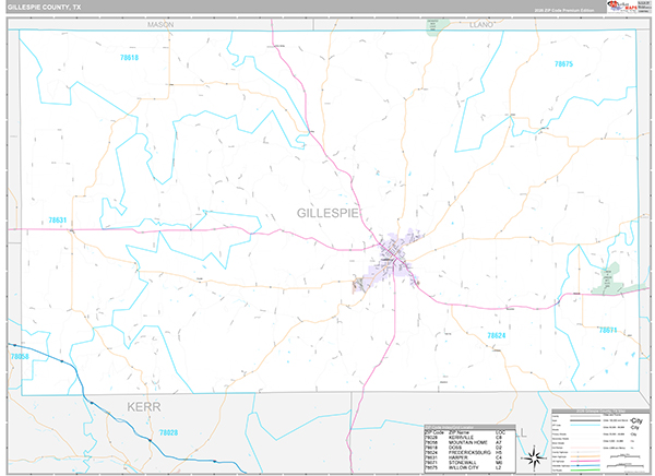 Gillespie County, TX Wall Map