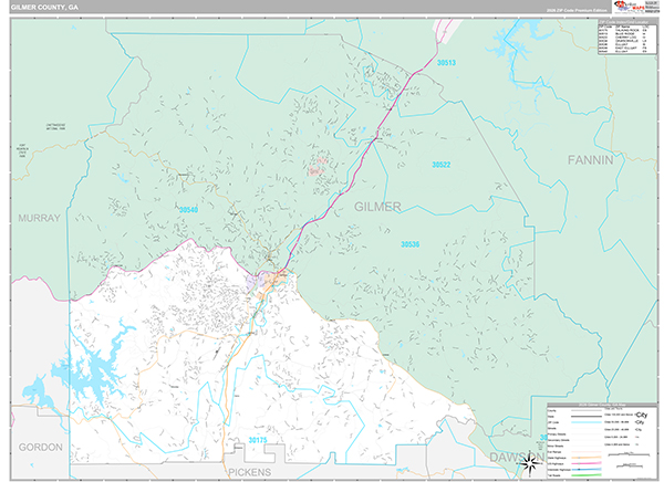 Gilmer County, GA Zip Code Map