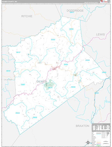 Gilmer County, WV Zip Code Map