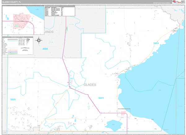 Glades County, FL Wall Map