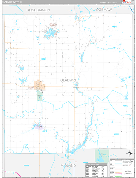 Gladwin County, MI Zip Code Map
