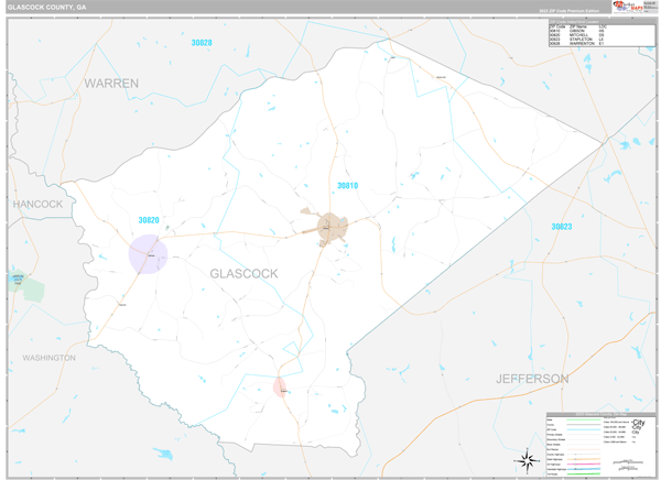 Glascock County, GA Wall Map