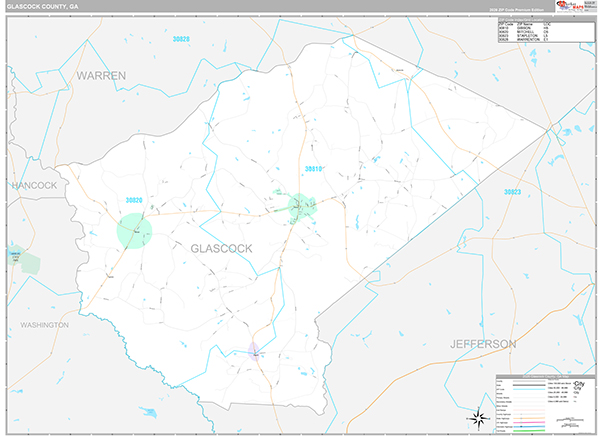 Glascock County, GA Zip Code Map