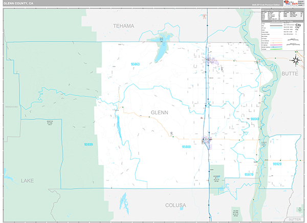 Glenn County, CA Map Premium Style