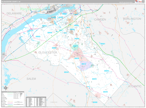 Gloucester County, NJ Wall Map