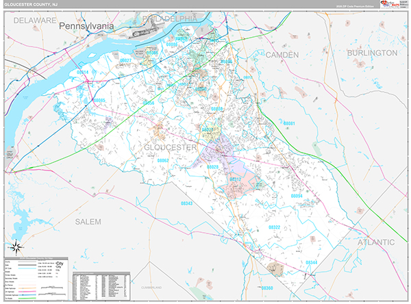 Gloucester County, NJ Zip Code Map