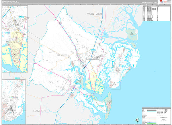 Glynn County, GA Zip Code Map