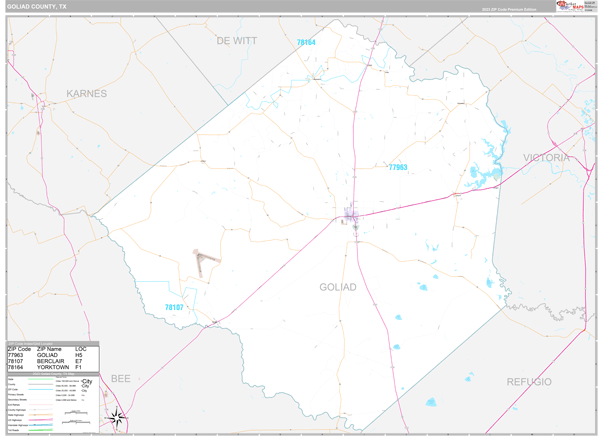 Goliad County, TX Carrier Route Wall Map