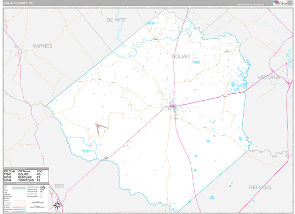 Goliad County, TX Zip Code Map