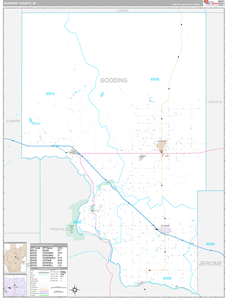 Gooding County, ID Zip Code Map