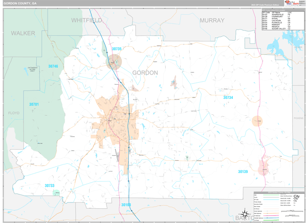 Gordon County, GA Carrier Route Wall Map
