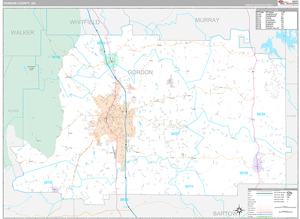 Gordon County, GA Zip Code Map