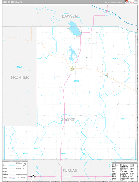 Gosper County, NE Zip Code Map
