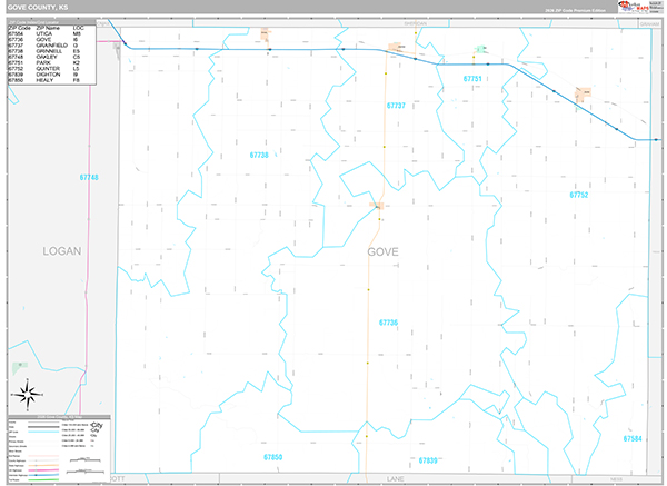 Gove County, KS Wall Map