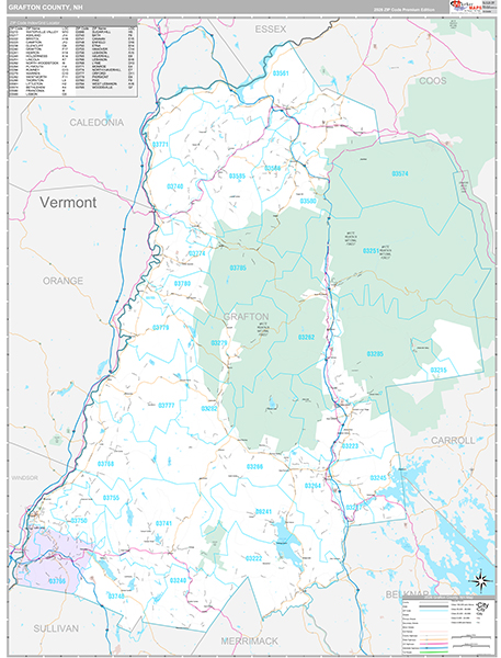 Grafton County, NH Zip Code Map