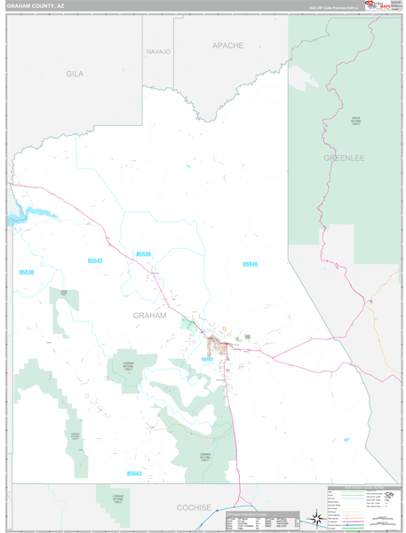 Graham County, AZ Carrier Route Wall Map