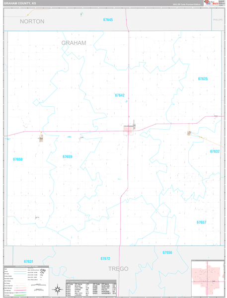 Graham County, KS Wall Map