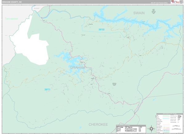 Graham County, NC Carrier Route Wall Map