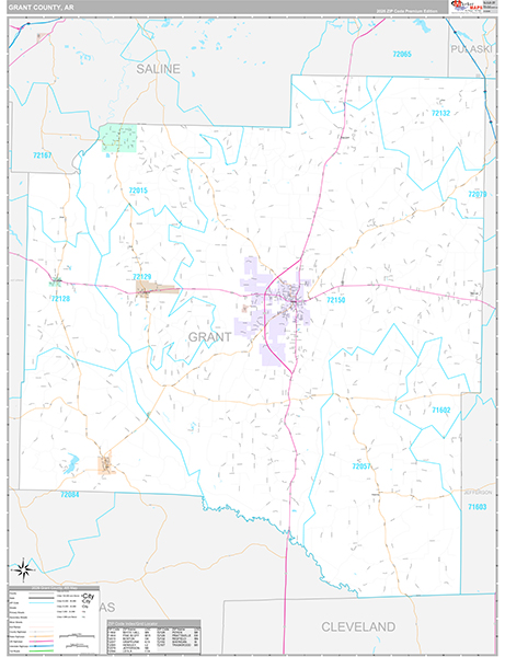 Grant County, AR Zip Code Map