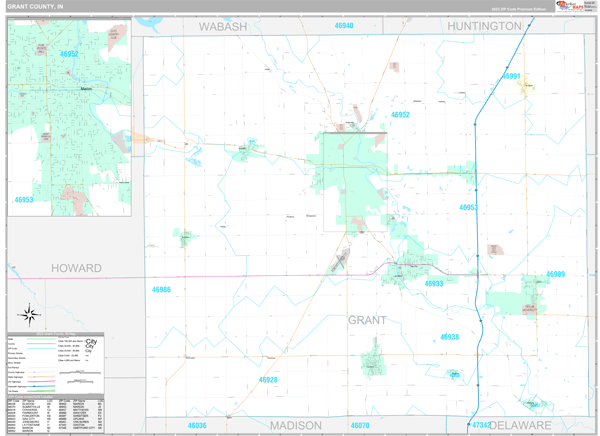 Grant County, IN Map Premium Style