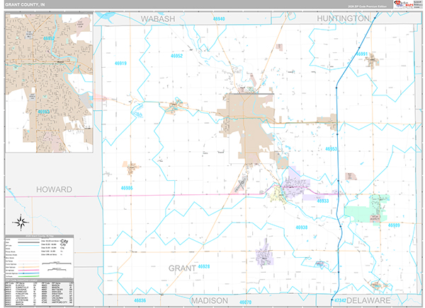 Grant County, IN Zip Code Map