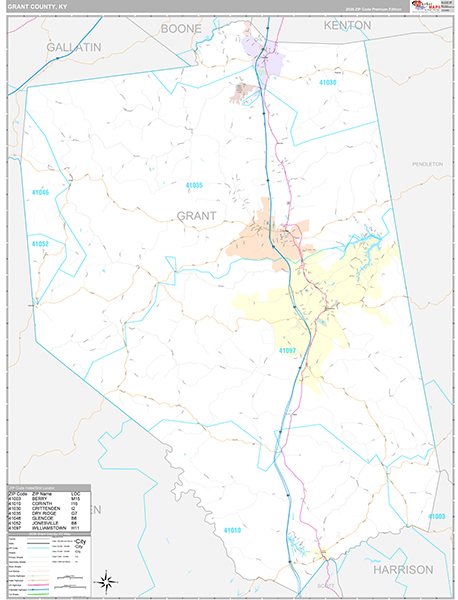 Grant County, KY Zip Code Map
