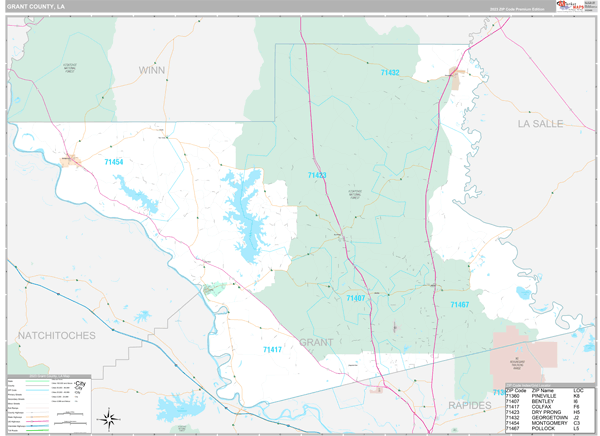 Grant Parish (County), LA Wall Map