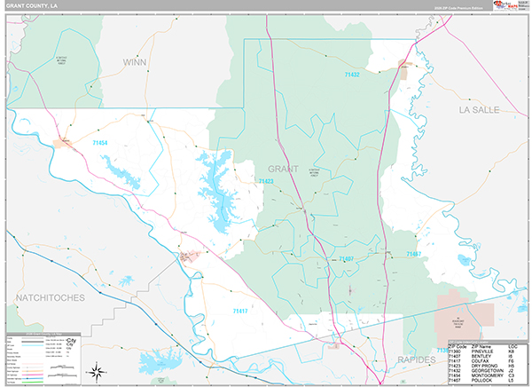 Grant County, LA Wall Map