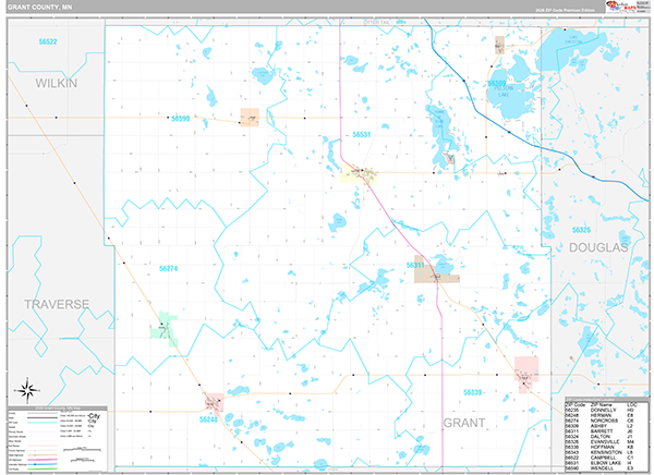 Grant County, MN Wall Map