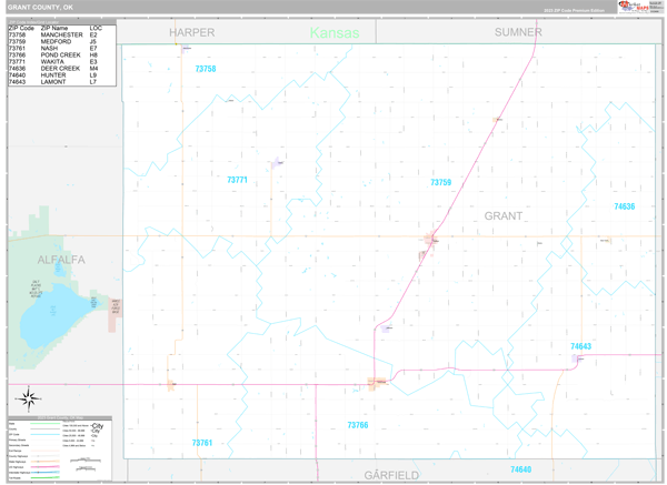 Grant County, OK Wall Map