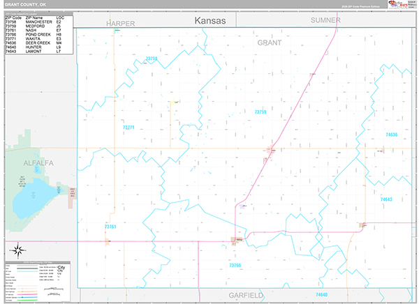 Grant County, OK Wall Map