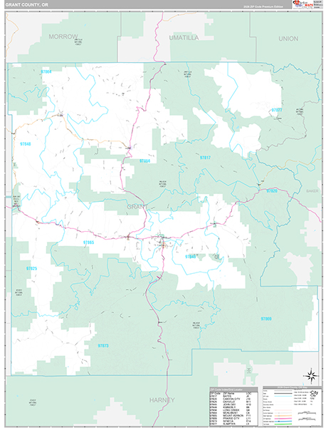 Grant County, OR Wall Map