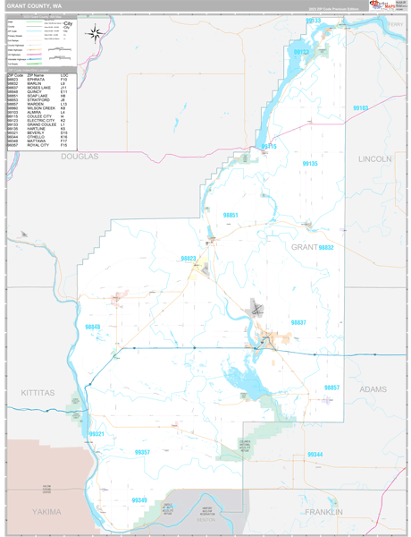 Grant County, WA Zip Code Map