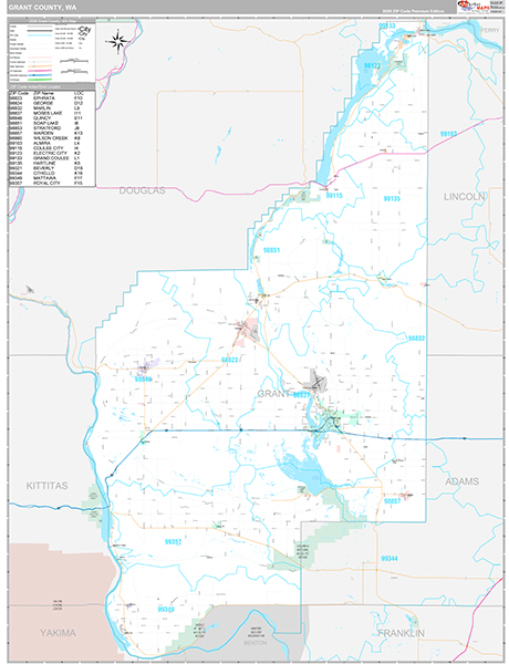 Grant County, WA Wall Map Premium Style